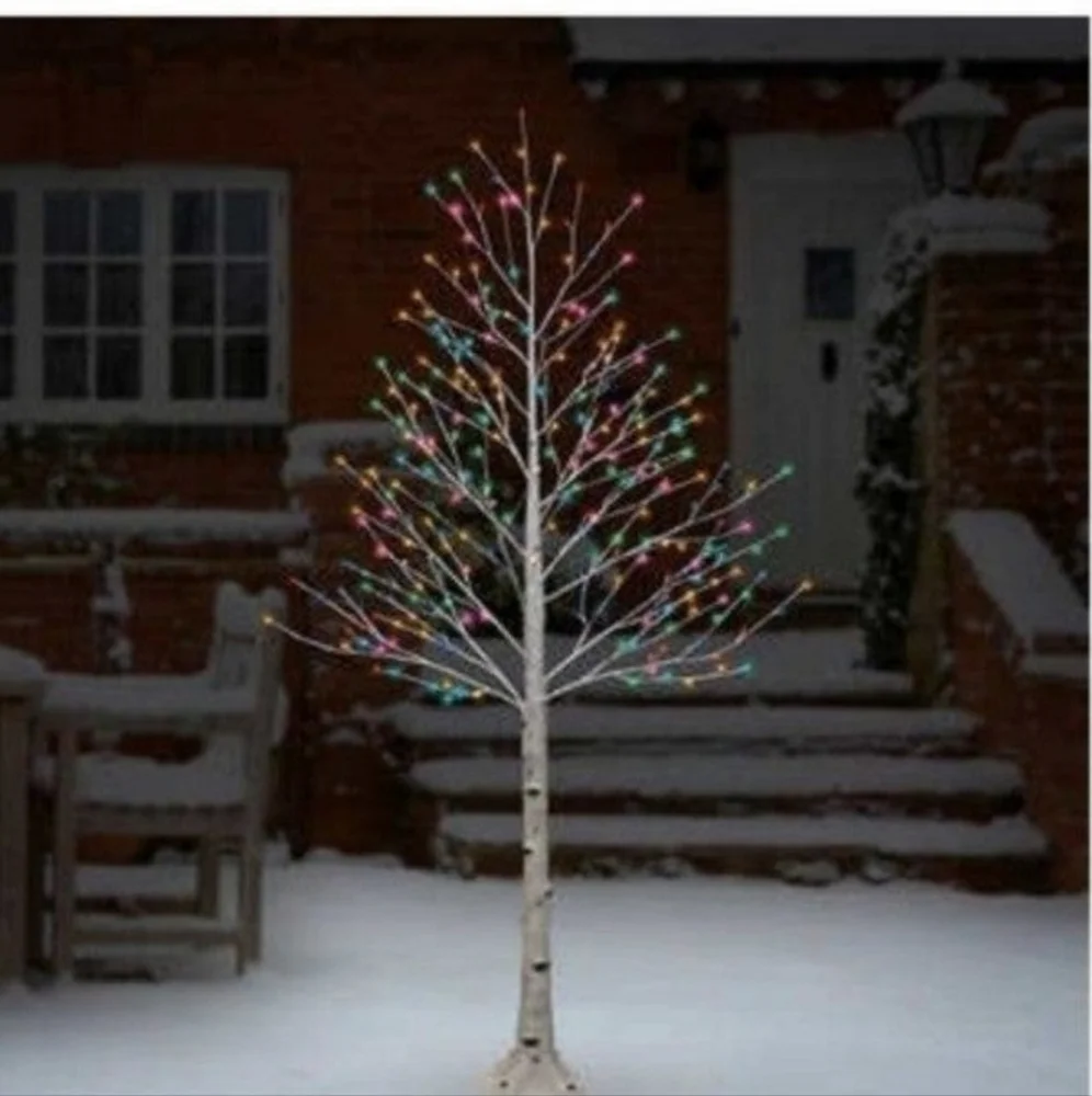 New 7' Multicolor LED Birch Tree new in box holiday Christmas